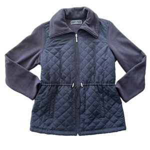 Karen‎ Scott Quilted Fleece Petite Jacket Navy Blue